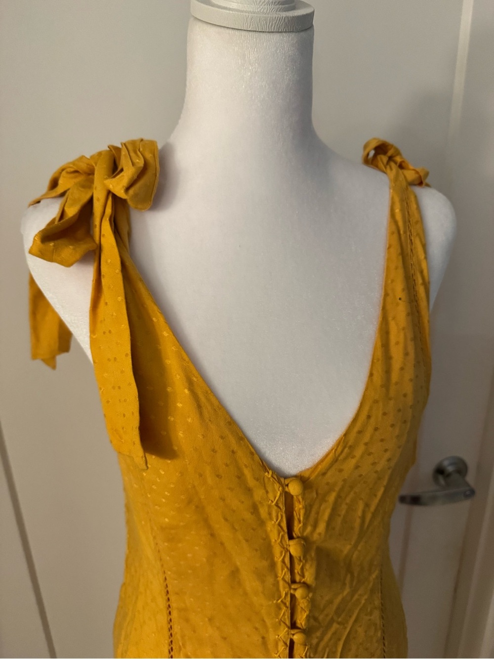 Tularosa Yellow Tie-Shoulder V-Neck Women's Top